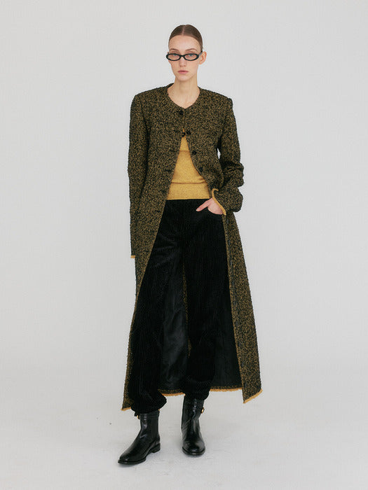 Eenk Zilous Round Neck Coat - Beige/Black
