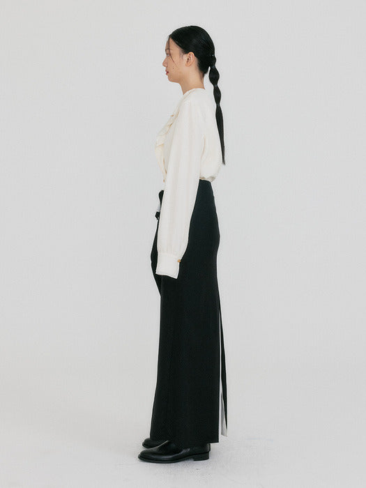 Eenk Zazze Front Slit Straight Skirt - Black