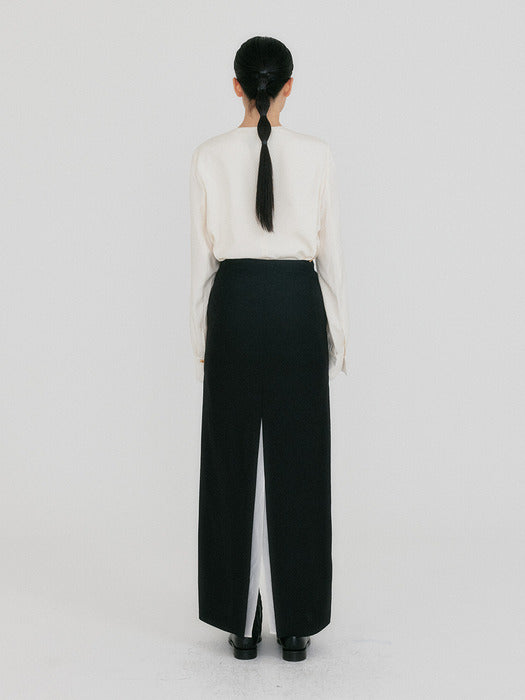 Eenk Zazze Front Slit Straight Skirt - Black