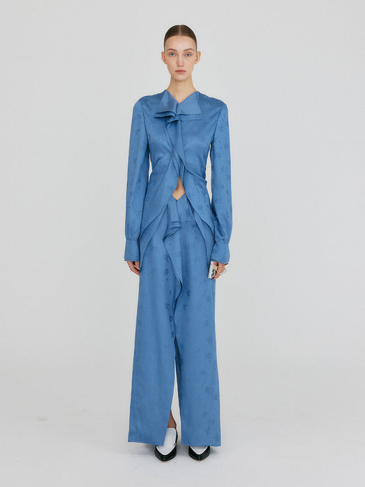 Eenk Zazze Front Slit Straight Skirt - Blue
