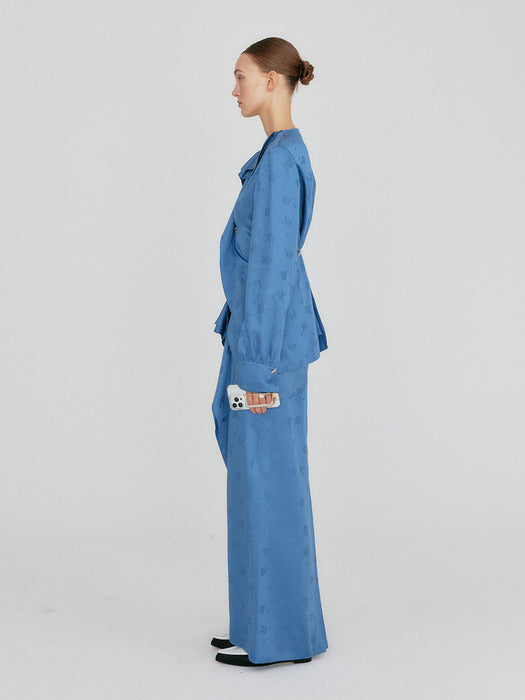 Eenk Zazze Front Slit Straight Skirt - Blue