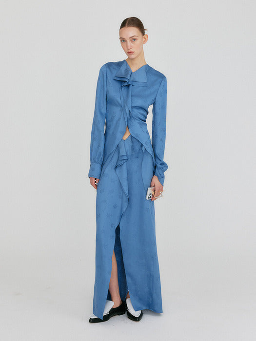 Eenk Zazze Front Slit Straight Skirt - Blue