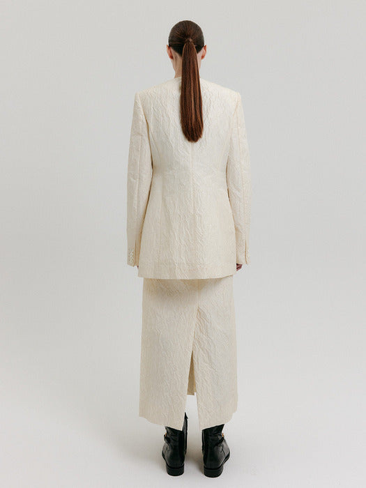 [EENK] Zacqi Round Neck Long Jacket - Cream