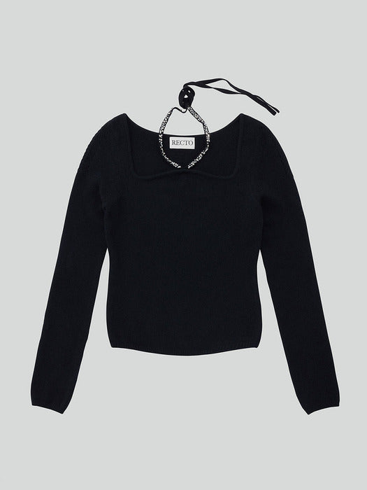 [recto] RC SIGNATURE BEADS DETAIL KNIT TOP (2COLORS)