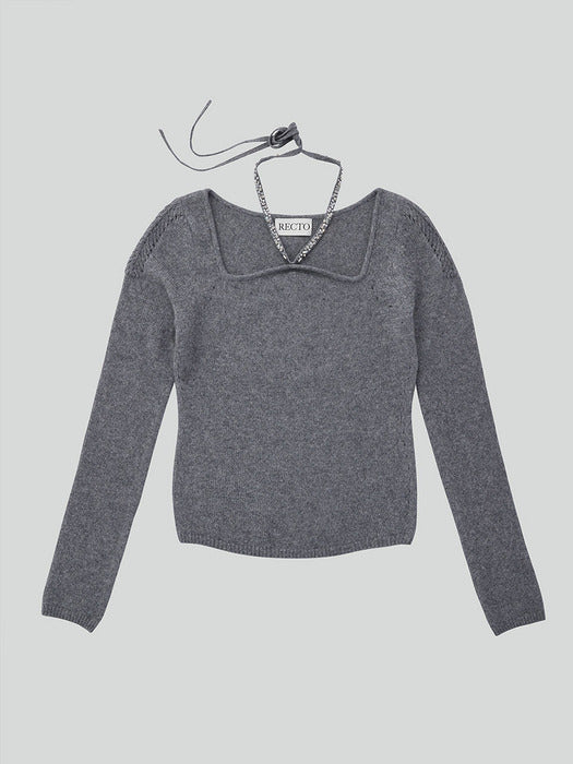 [recto] RC SIGNATURE BEADS DETAIL KNIT TOP (2COLORS)