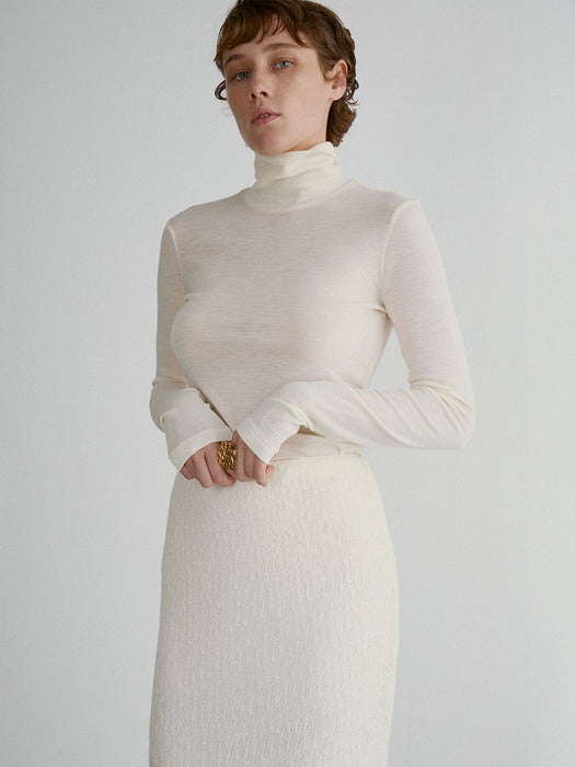 Recto Overlay RC Jacquard Logo Turtle Neck Top