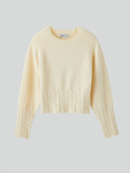 [recto] BRUSHED CABLE ACCENT KNIT TOP (2COLORS)