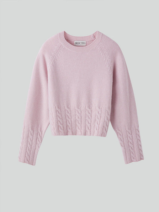 [recto] BRUSHED CABLE ACCENT KNIT TOP (2COLORS)