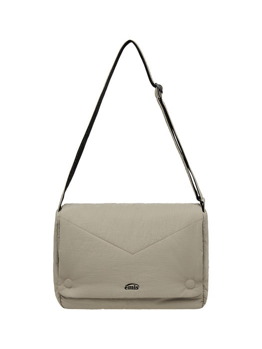 Emis Nylon Padded Crossbody Bag-Beige