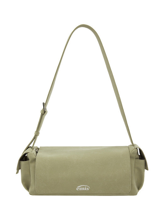 Emis Suede Shoulder Bag-Beige