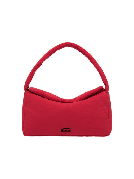 [emis] NYLON PADDED SHOULDER BAG-RED