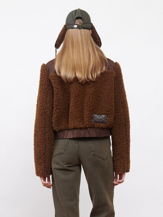 [KIJUN] Shearling Nylon Jacket Brown