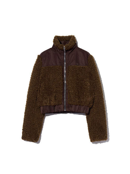 [KIJUN] Shearling Nylon Jacket Brown