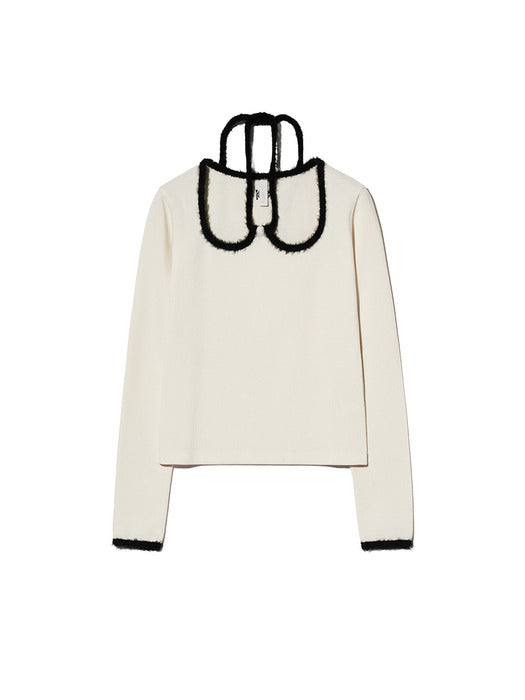 Kijun W-Neck Jersey Top Ivory