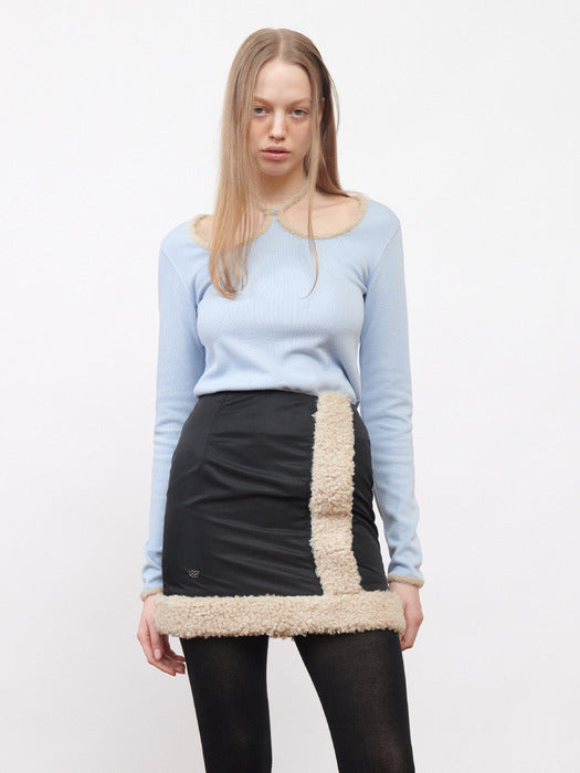 W-Neck Jersey Top Sky Blue