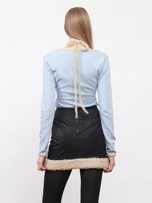 W-Neck Jersey Top Sky Blue