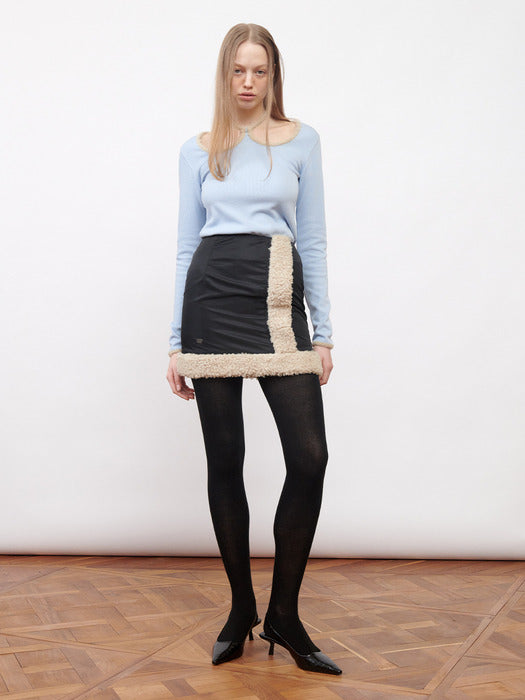 W-Neck Jersey Top Sky Blue