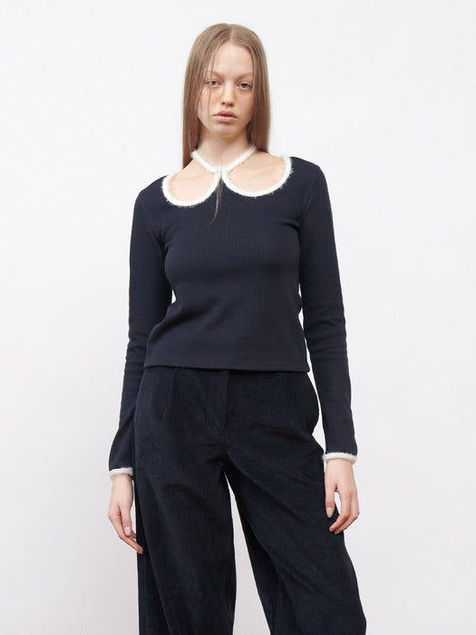 Kijun W-Neck Jersey Top Black