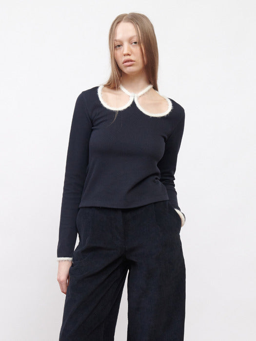 Kijun W-Neck Jersey Top Black