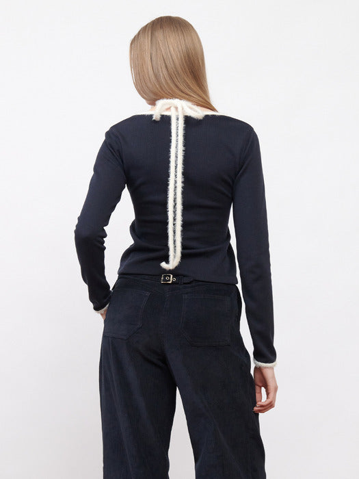 Kijun W-Neck Jersey Top Black