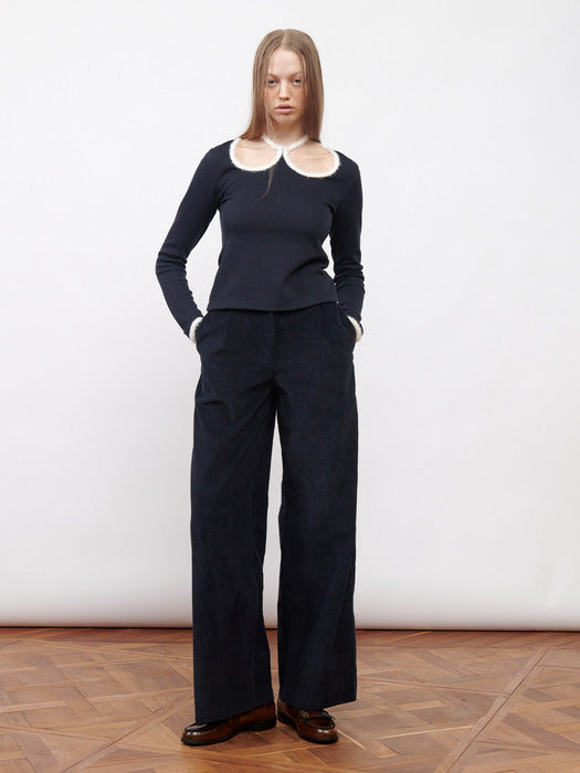 Kijun W-Neck Jersey Top Black