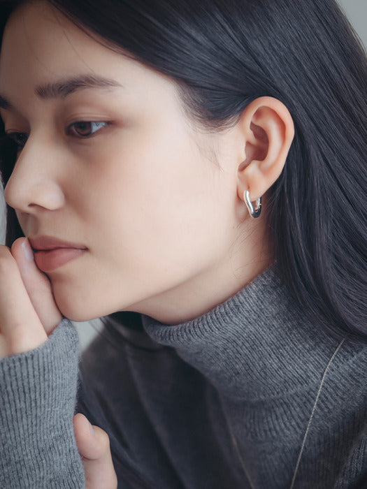 [TILLIDIE] SW4068 Simple round ring earrings_Silver