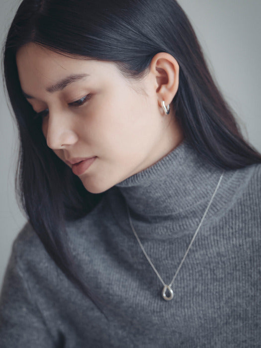 [TILLIDIE] SW4068 Simple round ring earrings_Silver