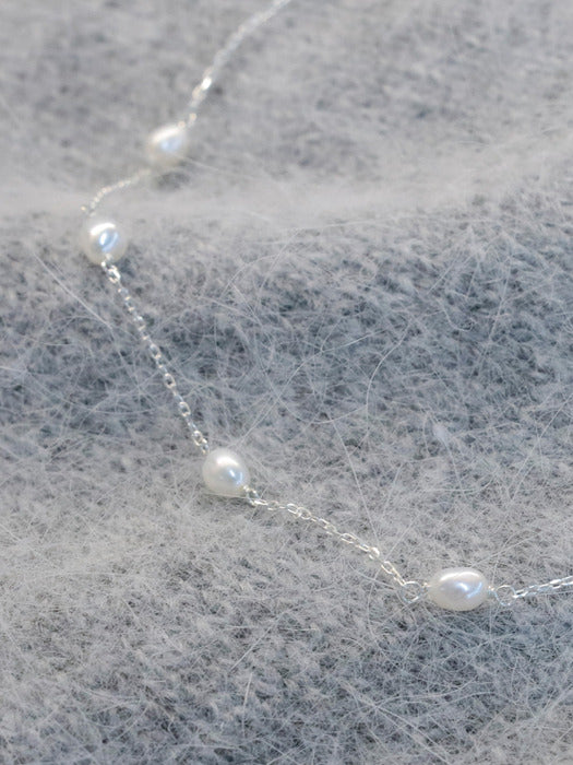 [TILLIDIE] SW4065 Pearl point ball necklace_Silver