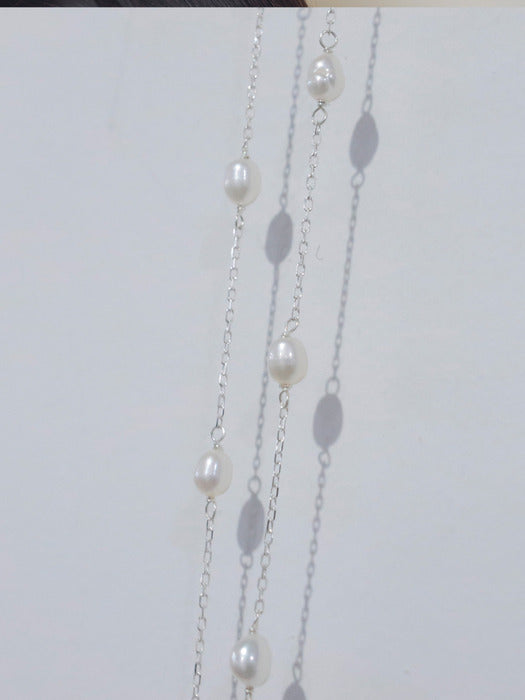 [TILLIDIE] SW4065 Pearl point ball necklace_Silver