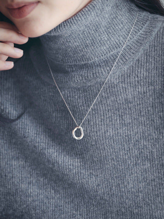 [TILLIDIE] SW4064 Simple round ring necklace_Silver