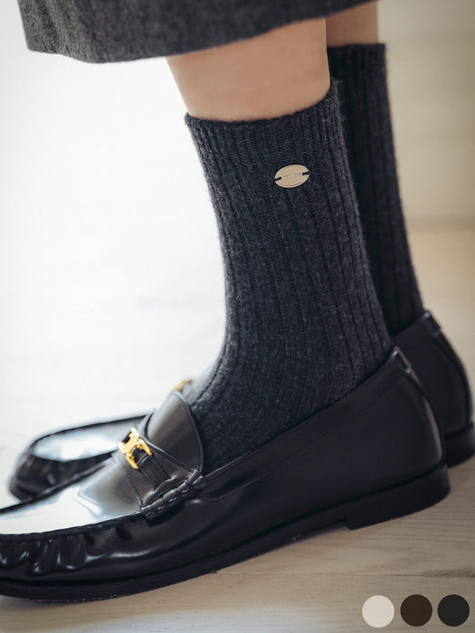 [TILLIDIE] TID Wool logo point socks[3color]