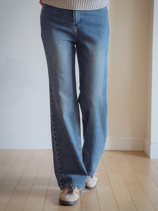 [TILLIDIE] Light sand washed denim pants_Blue