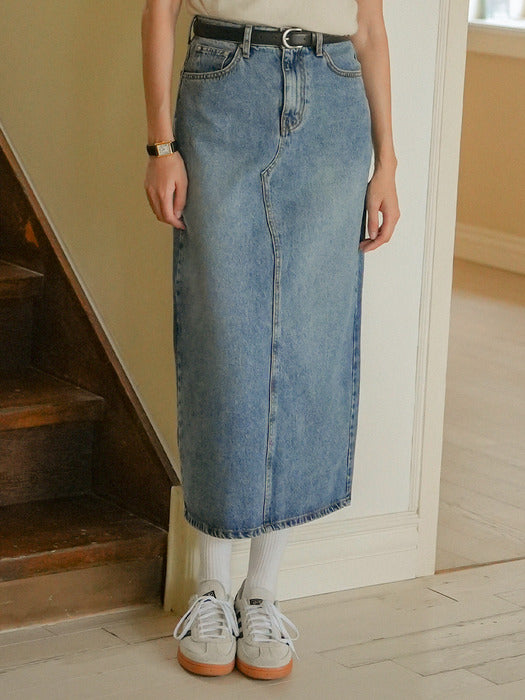 [TILLIDIE] USA ring denim skirt_Blue