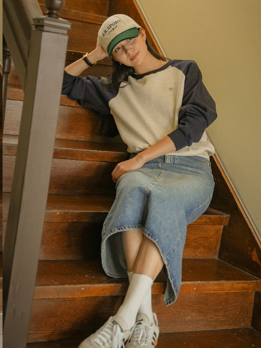 [TILLIDIE] USA ring denim skirt_Blue