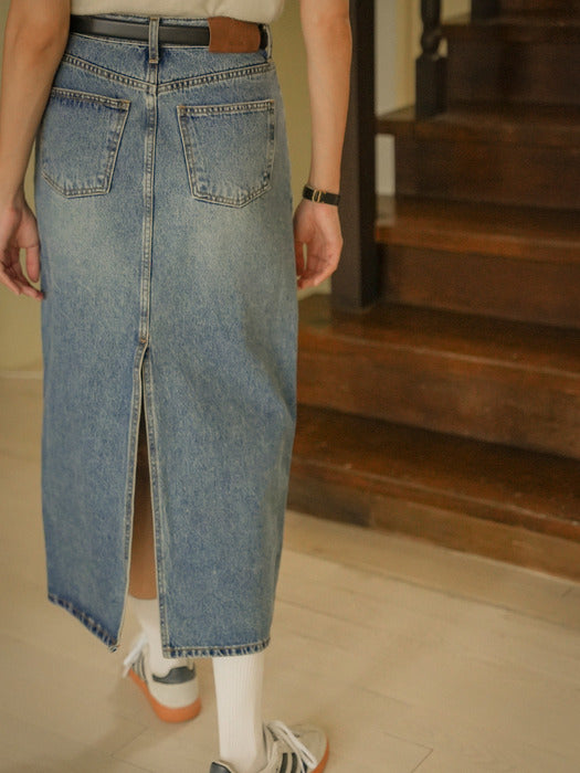 [TILLIDIE] USA ring denim skirt_Blue
