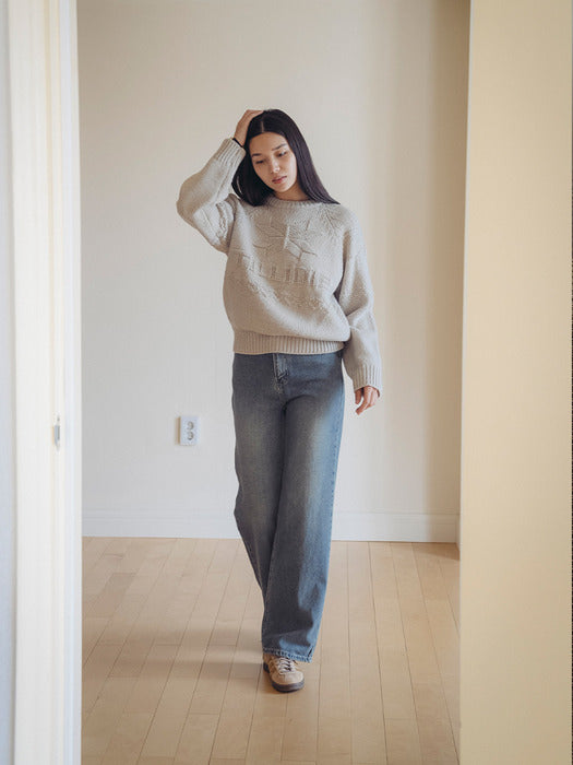 [TILLIDIE] Logo point snowflake wool knit_Gray