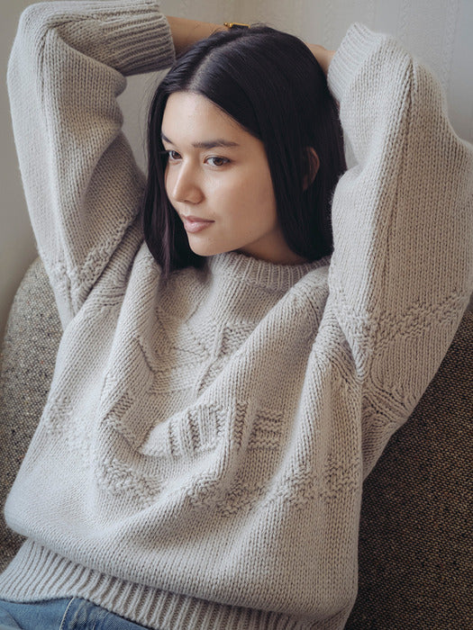 [TILLIDIE] Logo point snowflake wool knit_Gray