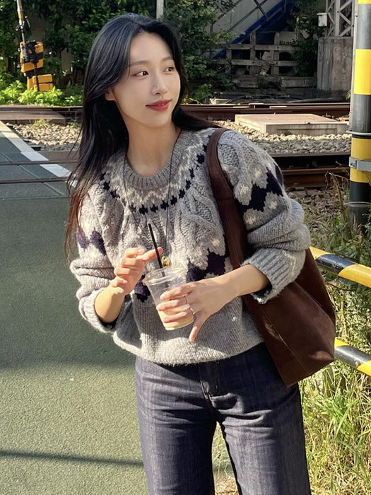 [TILLIDIE] Dia twisted wool blended knit_Gray