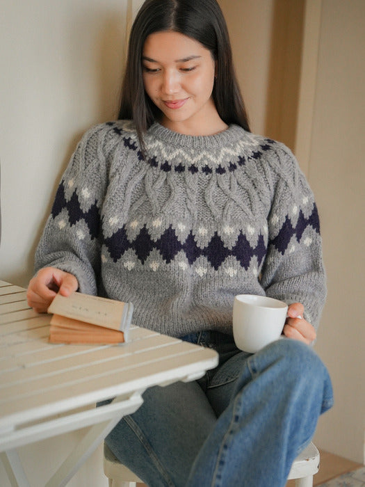 [TILLIDIE] Dia twisted wool blended knit_Gray