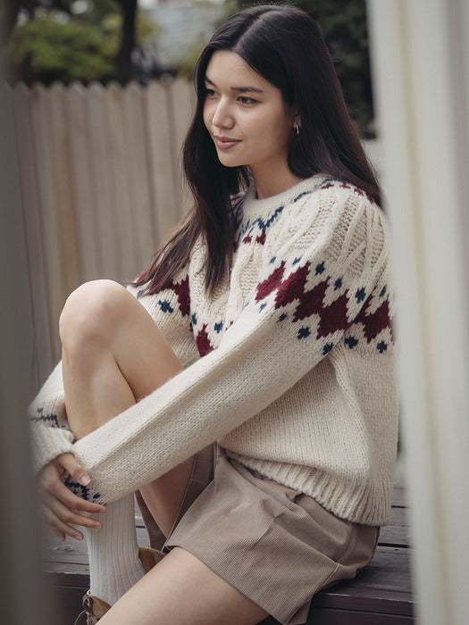 [TILLIDIE] Dia twisted wool blended knit_Light Beige