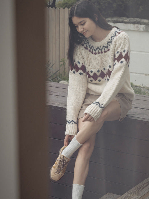 [TILLIDIE] Dia twisted wool blended knit_Light Beige