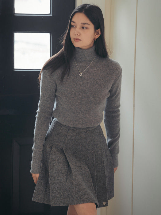 [TILLIDIE] Ribbed wool turtleneck basic knit_Gray
