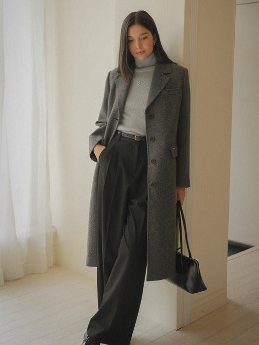 [TILLIDIE] Ribbed wool turtleneck basic knit_Sky blue