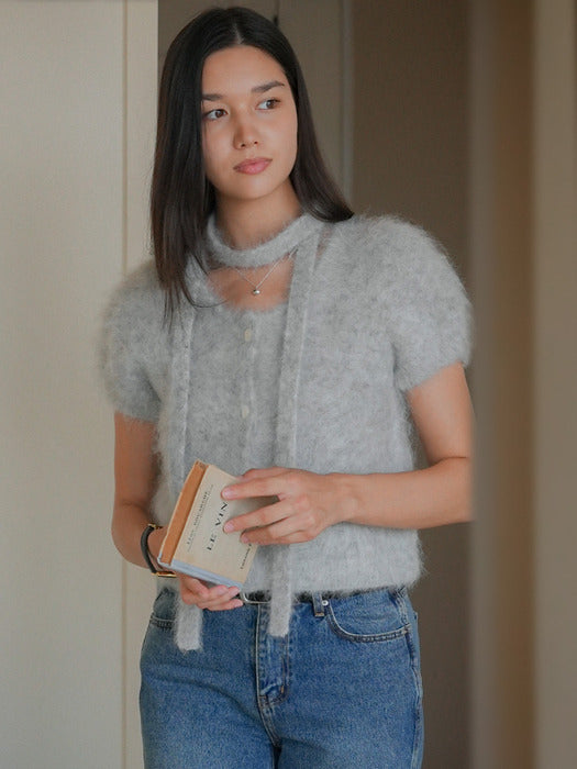 [TILLIDIE] Suri alpaca tie set romantic cardigan_Gray