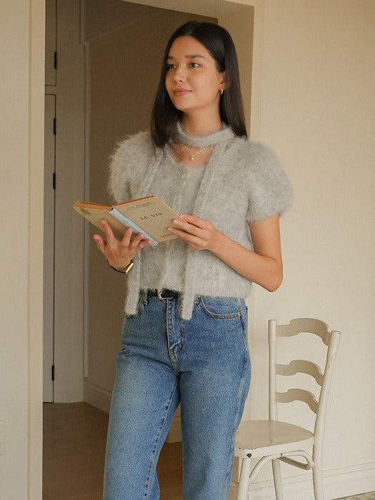 [TILLIDIE] Suri alpaca tie set romantic cardigan_Gray