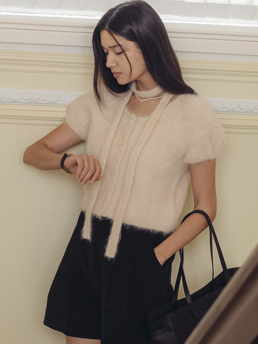 [TILLIDIE] Suri alpaca tie set romantic cardigan_Beige