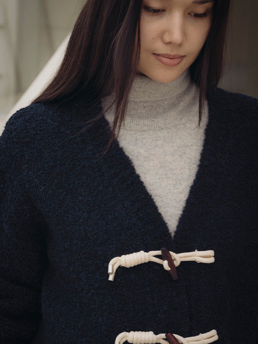 [TILLIDIE] Knot button boucle cardigan_Navy