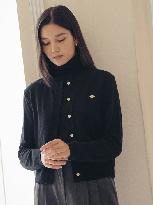 [TILLIDIE] Classic merino wool & cashmere blended cardigan_Black