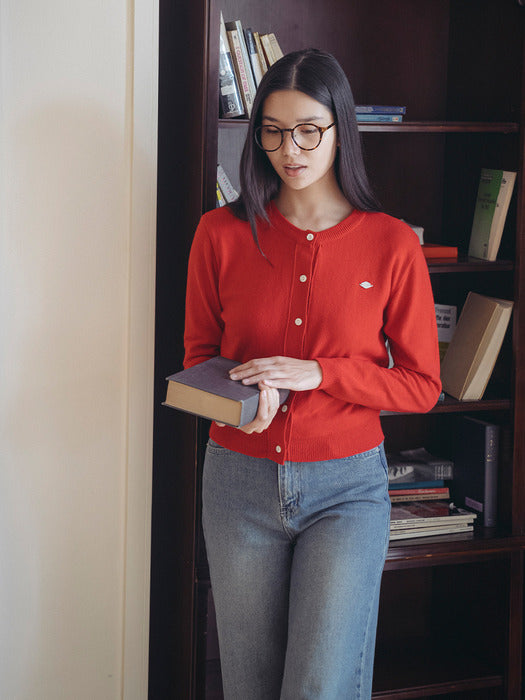 [TILLIDIE] Classic merino wool & cashmere blended cardigan_Red