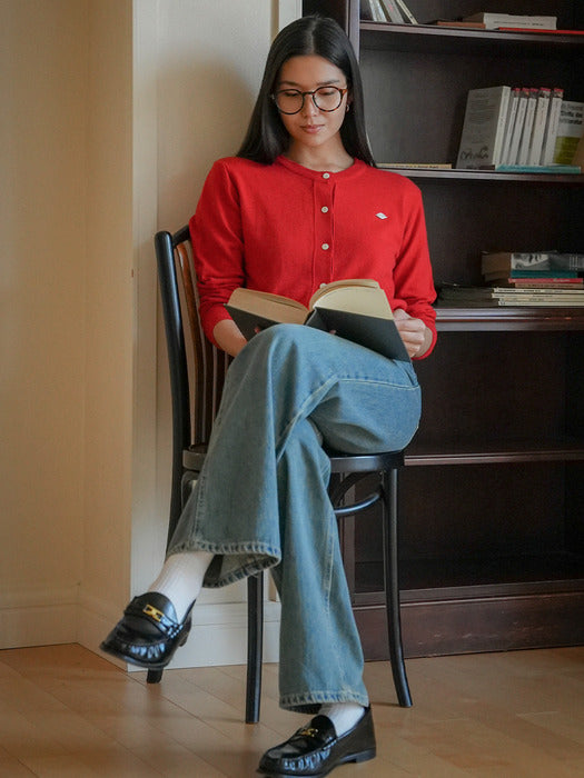 [TILLIDIE] Classic merino wool & cashmere blended cardigan_Red
